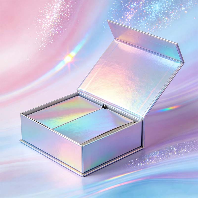 Custom Holographic Foil Packaging Box with Magnetic Closure Laser Foil Magnetic Gift Box