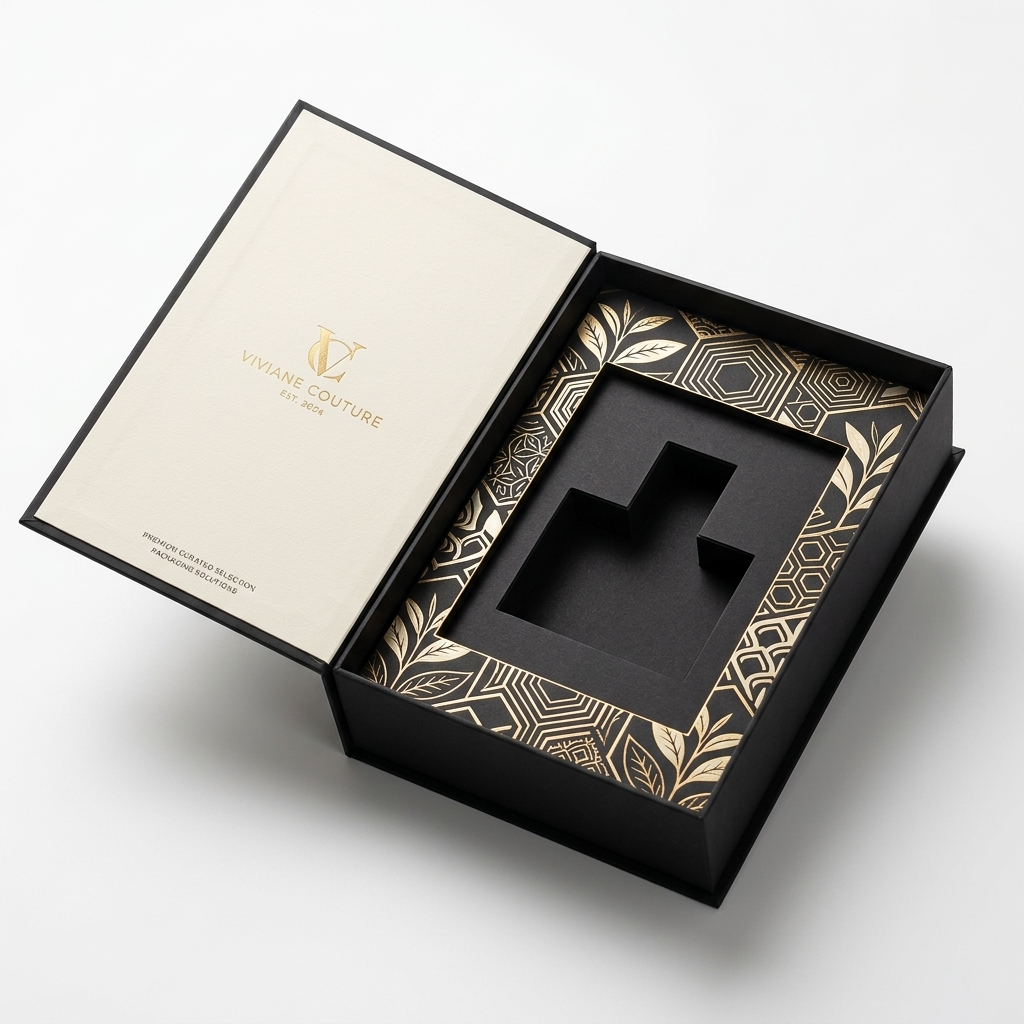 Black gold lace insert perfume box