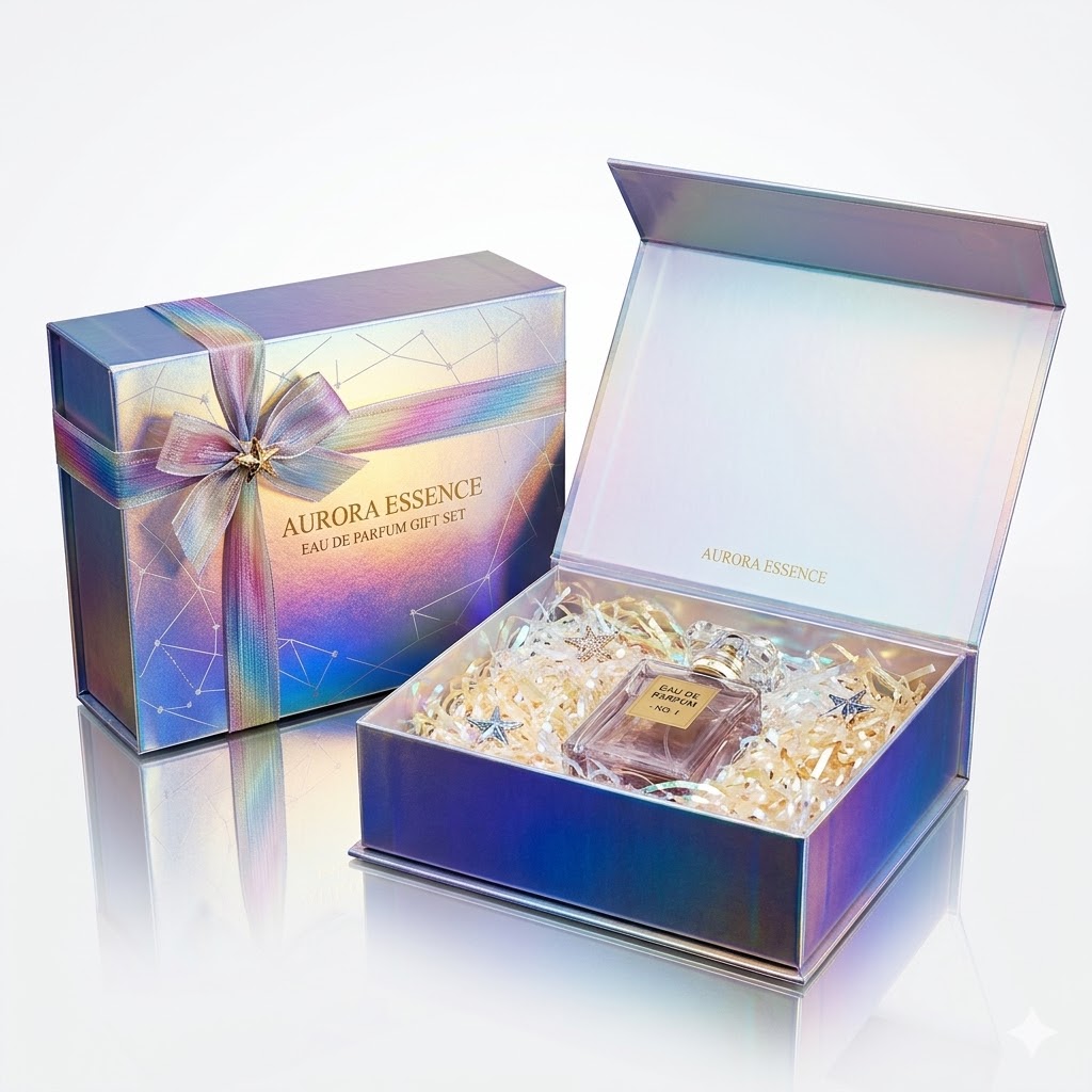 Hologram ribbon fragrance packaging case