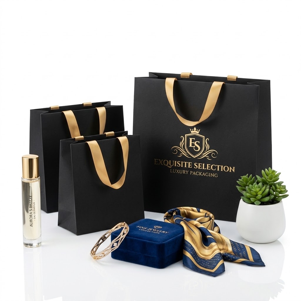 Luxury gift bags set with perfume
