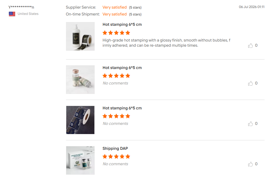 Verified packaging buyer feedback for GooinPack on Alibaba.com